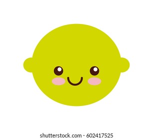 kawaii lemon fruit icon over white background. colorful design. vector illustration