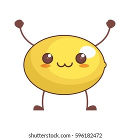 kawaii lemon fruit image vector illustration eps 10