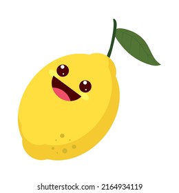 Kawaii Lemon Icon On White Background