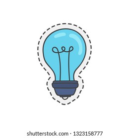 Kawaii light bulb. Cute hand drawn colored vector illustration.