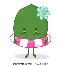 kawaii lime character summer sticker