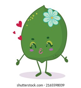 kawaii lime character summer sticker