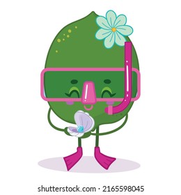 kawaii lime character summer sticker