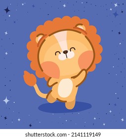 Kawaii Lion Card With Sparks