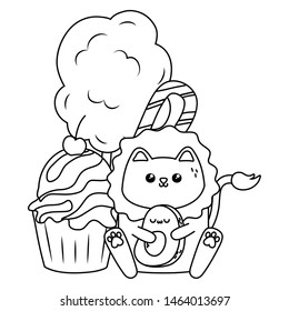 Kawaii of lion cartoon design