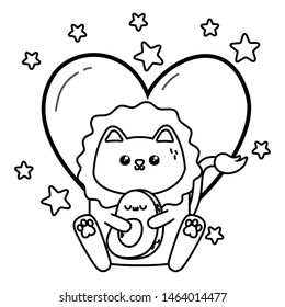 Kawaii of lion cartoon design