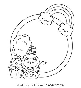 Kawaii of lion cartoon and desserts design