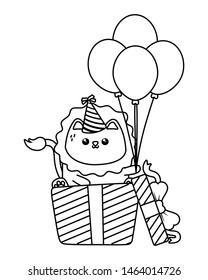 Kawaii lion and happy birthday design