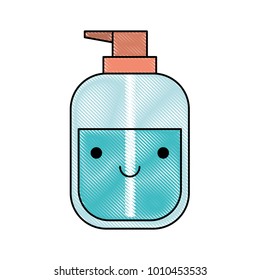 kawaii liquid soap bottle dispenser in colored crayon silhouette
