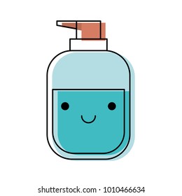 kawaii liquid soap bottle dispenser in colorful watercolor silhouette