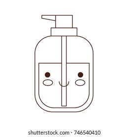 kawaii liquid soap bottle dispenser in brown silhouette vector illustration