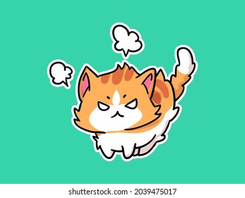 Kawaii Little Cat angry Character Illustration