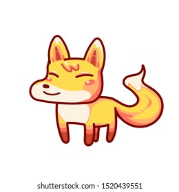 Kawaii little cute fox smiling vector cartoon