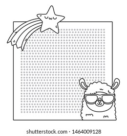 Kawaii of llama cartoon design