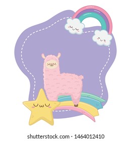 Kawaii of llama cartoon design