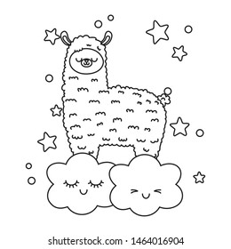 Kawaii Of Llama Cartoon Design