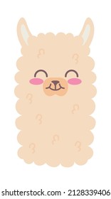 kawaii llama icon on white background