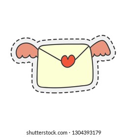 Kawaii love letter. Cute hand drawn colored vector. editable stroke.