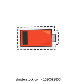 Kawaii low battery. Cute hand drawn colored vector illustration.