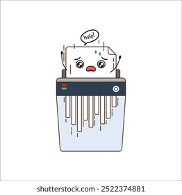 kawaii machine shredder destroy document.vector illustration design. Eps 10.