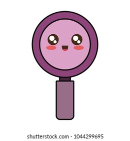  kawaii magnifiying glass  vector illustration
