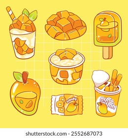 Kawaii Mango food dessert cute sticker collection