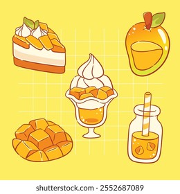 Kawaii Mango food dessert cute sticker collection