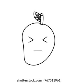 kawaii mango fruit cartoon character facial expression