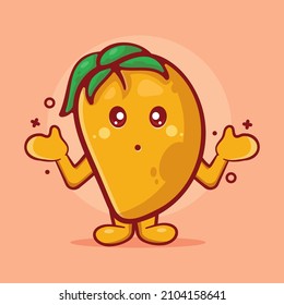 kawaii mango fruit character mascot with confused gesture isolated cartoon in flat style