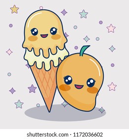 kawaii mango and ice cream