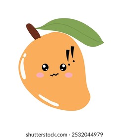 Kawaii mangoes characters vector illustration of cute cartoon. emoticon