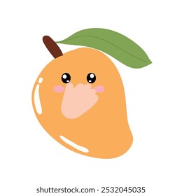 Kawaii mangoes characters vector illustration of cute cartoon. emoticon