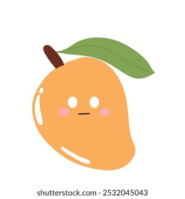 Kawaii mangoes characters vector illustration of cute cartoon. emoticon