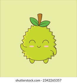 kawaii mascot durian vector illustration design. suitable for t-shirt, logo, mug, sticker, etc.  Eps 10