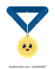 kawaii medal icon on white background
