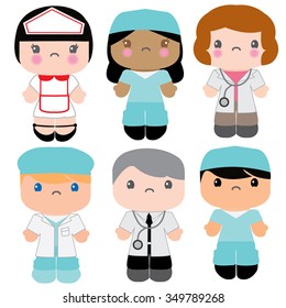 Kawaii Medical Nurse and Doctor Characters Health Care Professionals