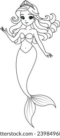 Kawaii mermaid princess coloring page