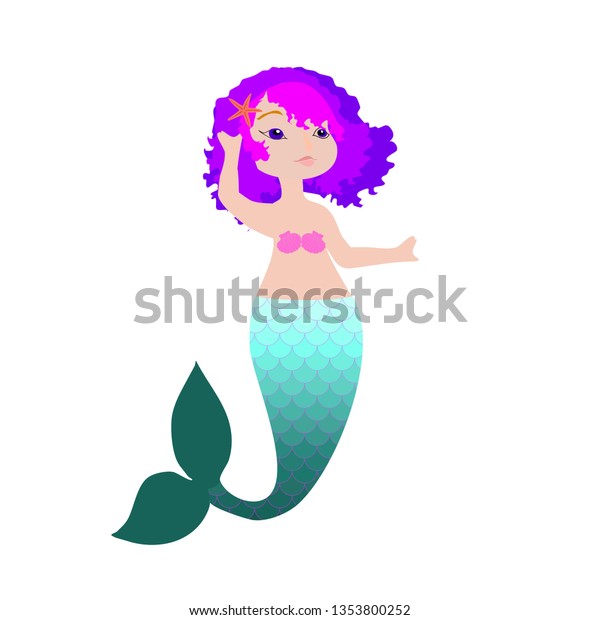 Kawaii Mermaid Purple Hair Ombre Tail Stock Image Download Now