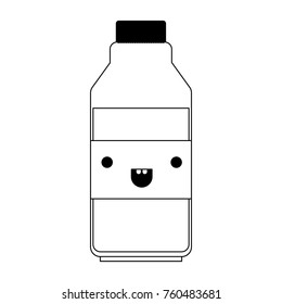 kawaii milk bottle in black silhouette