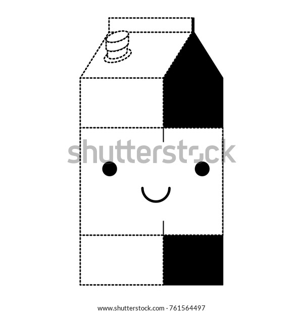 Kawaii Milk Carton Black Dotted Silhouette Stock Vector Royalty Free