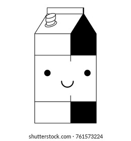kawaii milk carton in black silhouette