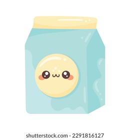 kawaii milk carton over white