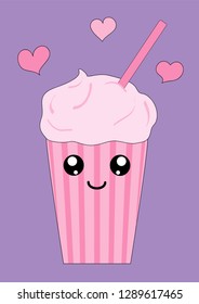 Kawaii Milkshake Character. Vector eps 10