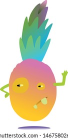 Kawaii mini pineapple. Vector drawing