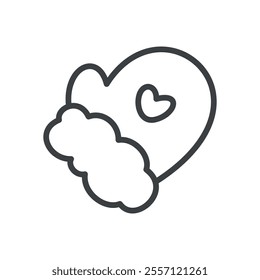 Kawaii mitten icon. Hand drawn monochrome illustration of a knitted mitten with fur isolated on a white background. Cute Christmas sticker. Vector 10 EPS.