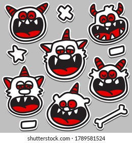 kawaii monster doodle design template