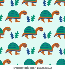 Kawaii Monsters seamless pattern, cute baby fantastic animals background. Hand drawn, cartoon illustration vector.