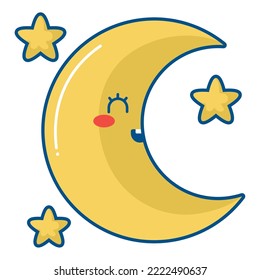 kawaii moon design over white
