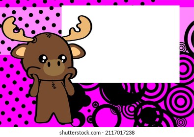 Kawaii Moose Character Cartoon Pictureframe Illustration Background In Vector Format