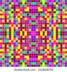 Kawaii Mosaic seamless vector pattern. Background from square colored mosaic segments. Illustration color of pink, yellow, mint, burgundy, lilac, purple for wallpapers, posters, wrapping paper,textile
